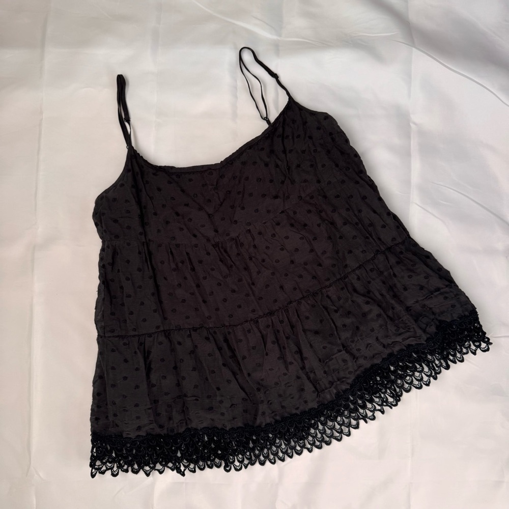 VINTAGE Juicy Couture Black Camisole with Lace Hem